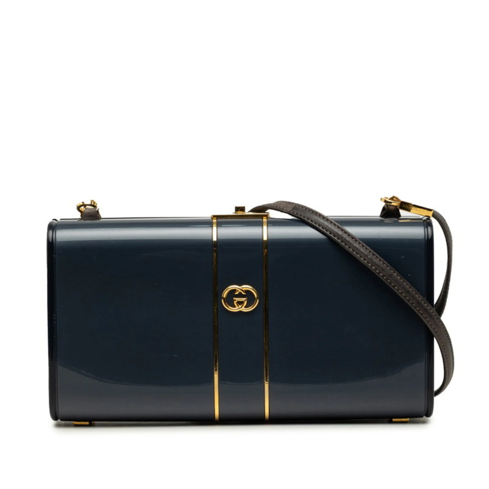 Gucci Interlocking G Crossbody Shoulder Bag, Navy, Plastic and Leather, Women...